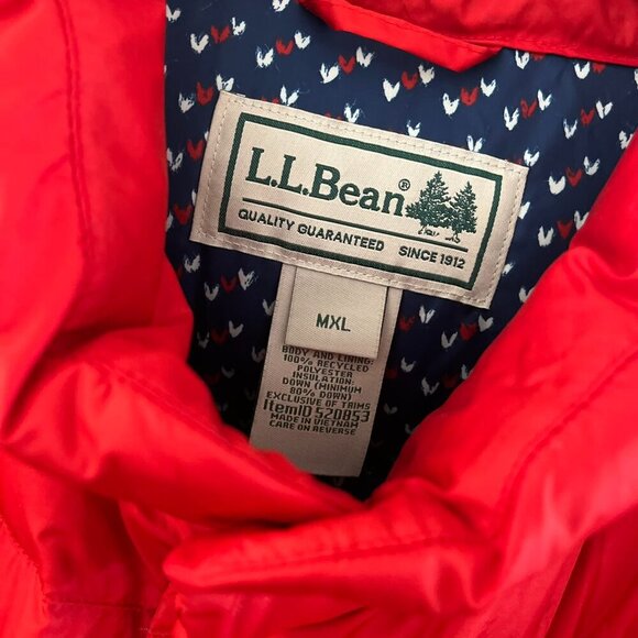 LL Bean Woman's Red Downtek Downfilled Puffy Winter Packable Jacket Sz MXL - Picture 4 of 13